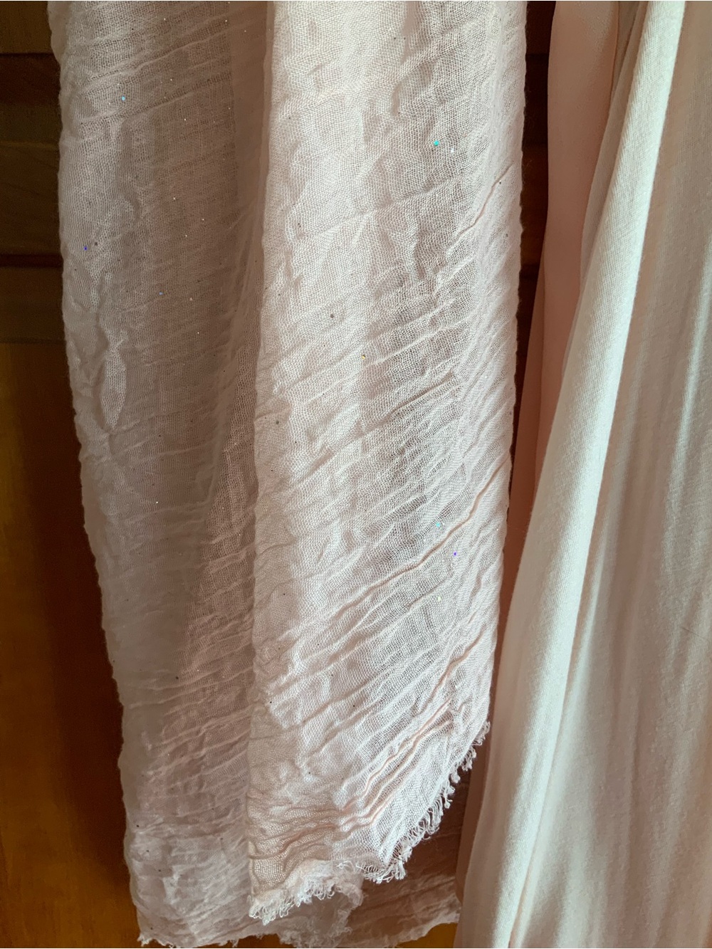 Sunday in Brooklyn, XL, Pale Peachy Chiffon front, Cotton back w/scarf. - Picture 8 of 9